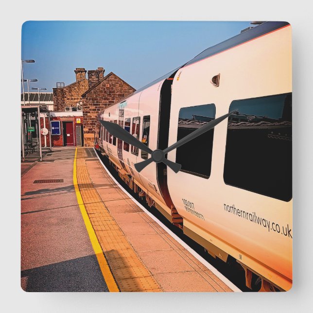 Relógio Quadrado Comboio branco (Frente)