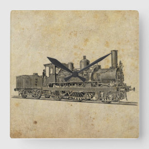 Relógio Quadrado Comboio Vintage Steampunk