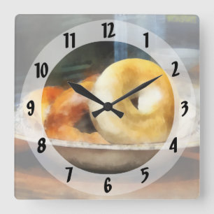 Relógio Quadrado Comida - Bagels para a venda