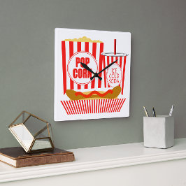 Relógio Quadrado Comida E Bebidas De Cinema