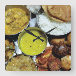 Relógio Quadrado Comida vegetal indiana