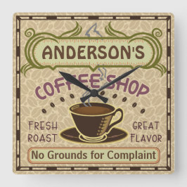 Relógio Quadrado Compro de café com a taça Crie o seu