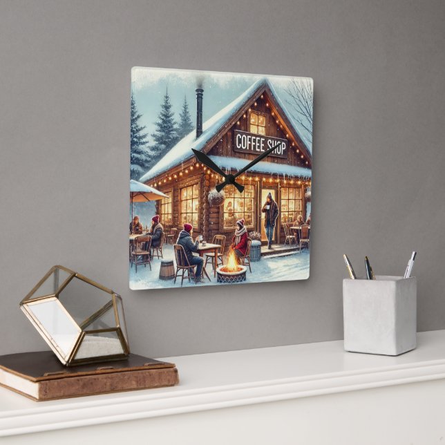 Relógio Quadrado Compro de Café Retroativo Vibes (Escritório)