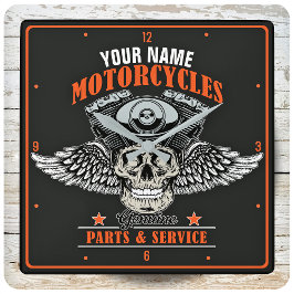 Relógio Quadrado Compro de Motociclos Personalizados do Crânio Voad