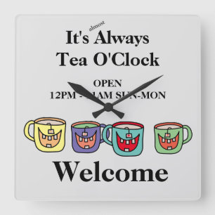 Relógio Quadrado Compro de Tea Mugs Positivos, Tea Tea , Phrase Tea