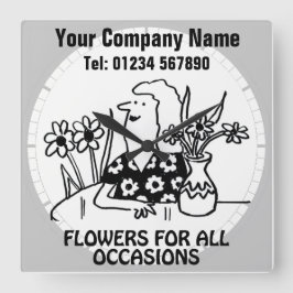 Relógio Quadrado Compro Flor Muro Florista