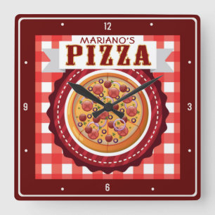 Relógio Quadrado Compro Personalizado Pizzeria Pizzaria Italiana