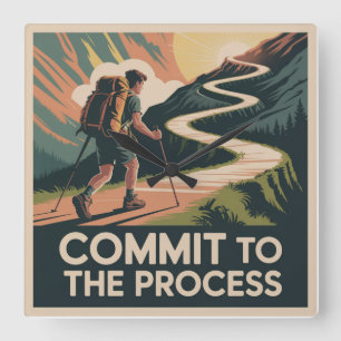 Relógio Quadrado Comprometer-se Com o Processo
