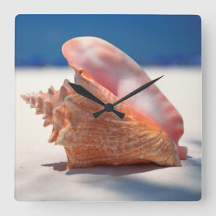 Relógio Quadrado Conch Shell na praia 2