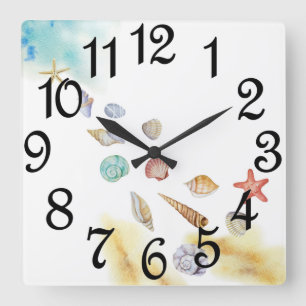 Relógio Quadrado Conchas Na Curta