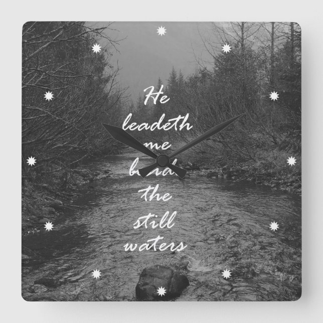 Relógio Quadrado Conduz-me ao lado do verso imóvel da bíblia das (Frente)