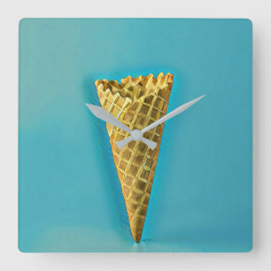 Relógio Quadrado Cone de waffle para amantes de sorvetes