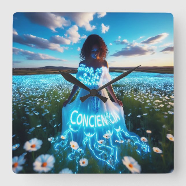 Relógio Quadrado Consciousness / Conciencia (Frente)