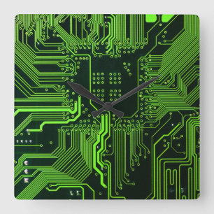 Relógio Quadrado Conselho de Circuito Eletrônico Verde de Nerd Extr
