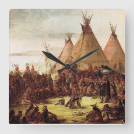 Relógio Quadrado Conselho de Guerra Sioux George Catlin Por volta d
