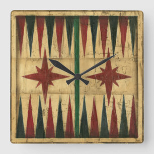 Relógio Quadrado Conselho de Jogo Antiquado do Backgammon por Ethan