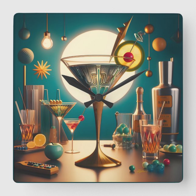 Relógio Quadrado Conselho Martini do Circuito Futuro Atômica (Frente)