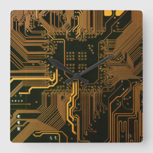 Relógio Quadrado Conselho Nerd de saída PCB Laranja Circuito Eletrô