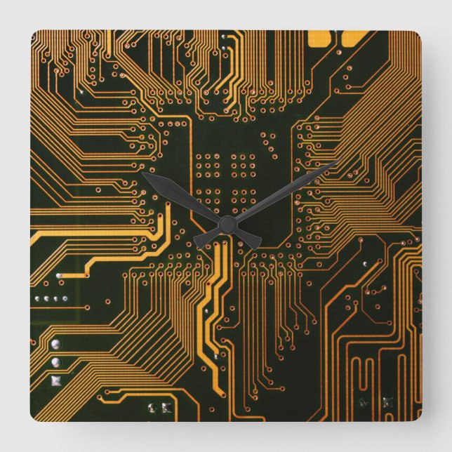 Relógio Quadrado Conselho Nerd de saída PCB Laranja Circuito Eletrô (Frente)