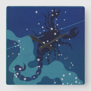 Relógio Quadrado Constelação de Escorpião, Astrologia Zodíaco Vinta