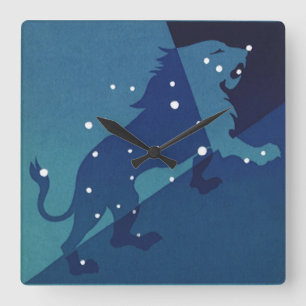 Relógio Quadrado Constelação do Leão Leão Zodíaco Astrologia Vintag