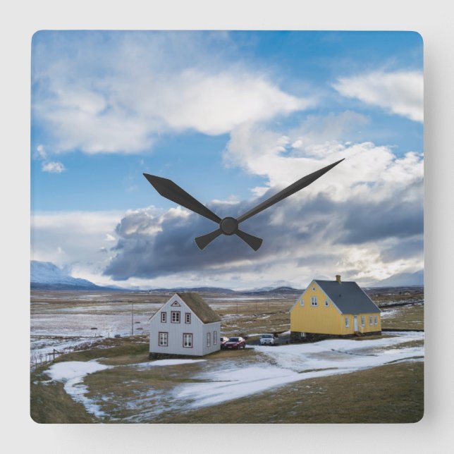 Relógio Quadrado Contemporary Houses (Frente)