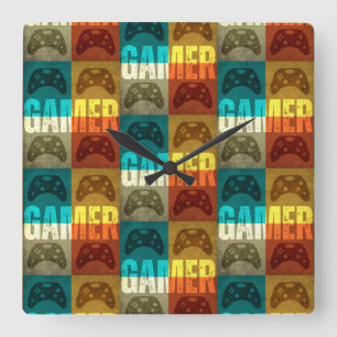 RELÓGIO QUADRADO CONTROLE DE VIDEO GAME RETRÔ GAMER