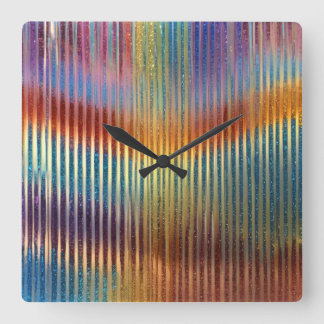 Relógio Quadrado Cool Multicolored Glitter Look Wall Clock