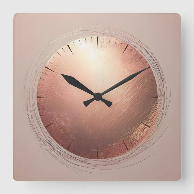 Relógio Quadrado copper disc (Frente)