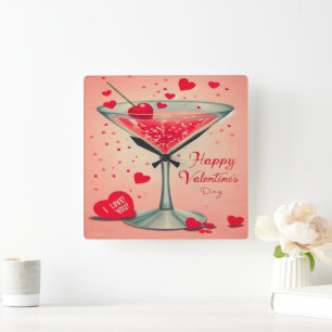 Relógio Quadrado Coquetel Mid Century Valentine Martini