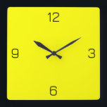 Relógio Quadrado Cor Amarelo Brilhante FFFF00 - Opção Adicionar Nom<br><div class="desc">Adicione um nome, iniciais ou algum texto, ou mantenha a cor sozinha. Coordenadas de cores com outros itens no repositório com base no nome e no código HEX (triplo hexadecimal de seis dígitos) mostrado. Use este código para misturar, combinar e personalizar qualquer outro item a ser seguido ou para adicionar...</div>