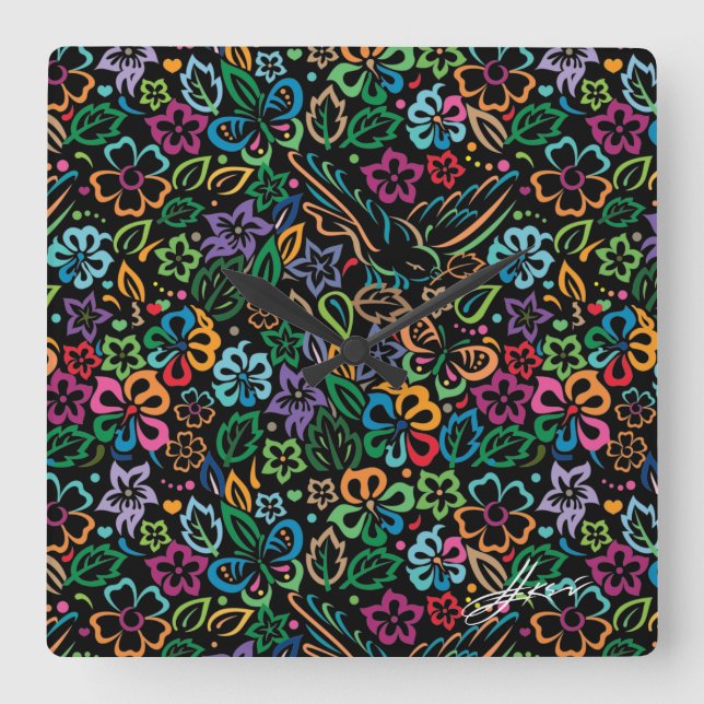 Relógio Quadrado Cor da vida (Frente)