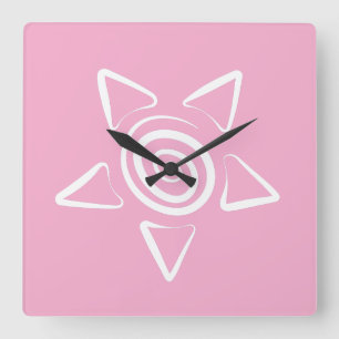 Relógio Quadrado Cor Rosa de Design Simples