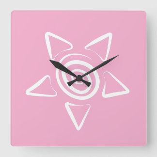 Relógio Quadrado Cor Rosa de Design Simples