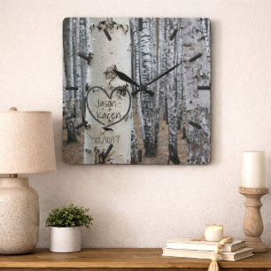 Relógio Quadrado Coração Cravado pela Rússia do País Personalizado