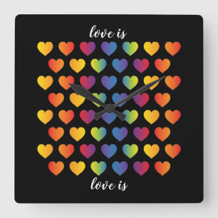 Relógio Quadrado coração vermelho com padrão de manchas