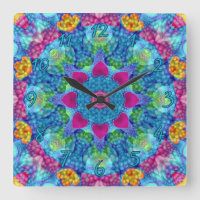 Corações Violeta e Azul Vintagem Fractal Caleidosc