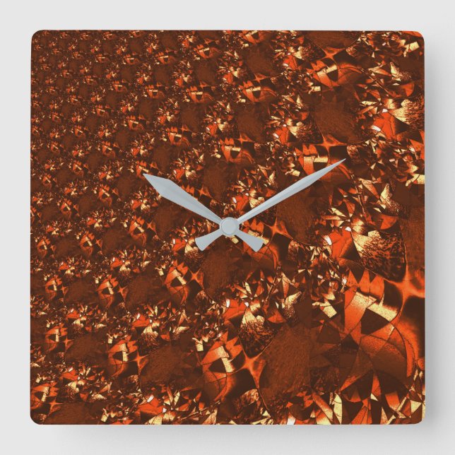 Relógio Quadrado Coral acastanhado e gravado (Frente)