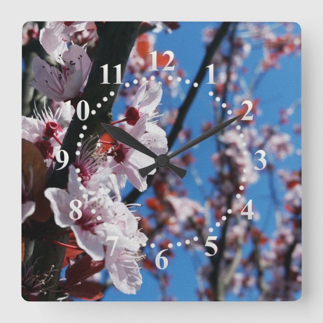 Relógio Quadrado Cores da primavera (Frente)