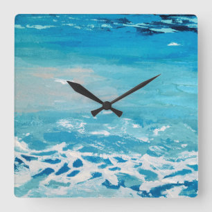 Relógio Quadrado Cores de Água Pintadas