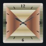 Relógio Quadrado Cores De Arte Marrom, Verde E Tan Riscada<br><div class="desc">Relógio de Parede Quadrado, decoração de arte de parede e acessório de decoração para casas impressos com cores de design de padrão castanho, verde e castanho e seleção de produtos pela coleção de OFabricSeal em Zazzle.com #ZazzleMade Linhas de padrão repetitivas horizontais e verticais stripes geométricas cruzadas para baixo para seções...</div>