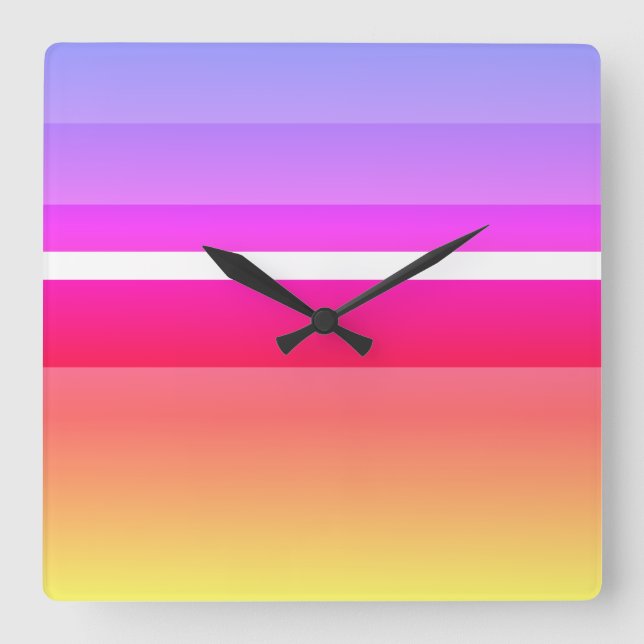 Relógio Quadrado Cores Livres Retângulos Horizontais Familiares (Frente)