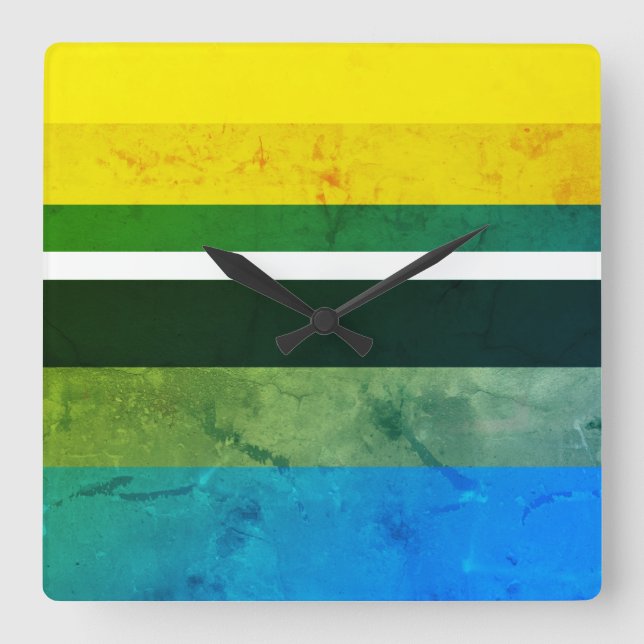 Relógio Quadrado Cores Naturais Retângulos Horizontais Familiares (Frente)