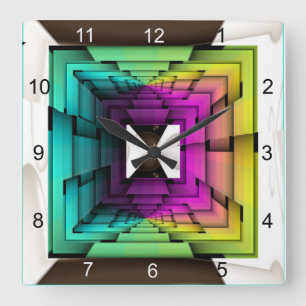 Relógio Quadrado Cores ópticas