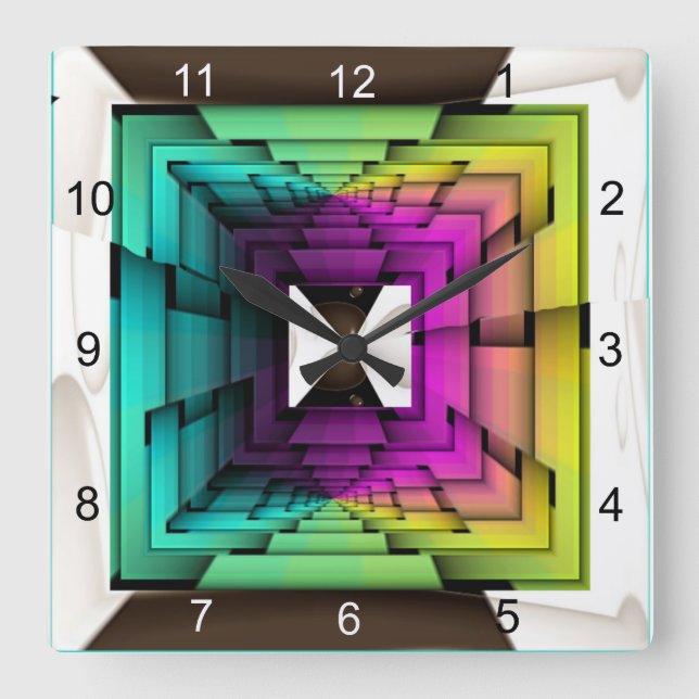 Relógio Quadrado Cores ópticas (Frente)