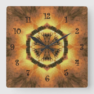 Relógio Quadrado Cores Tuscanas ~ Dourado, Russet, Branco 73