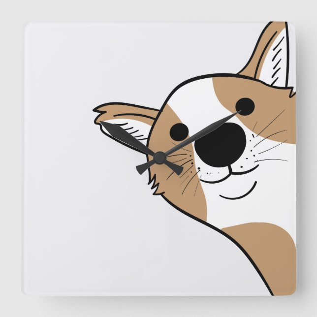 Relógio Quadrado Corgi Face (Frente)