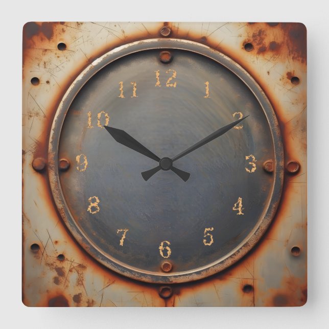Relógio Quadrado corroded steel circle (Frente)