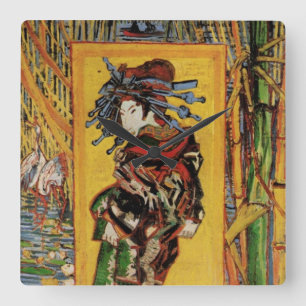 Relógio Quadrado Cortesã Japonesa Oiran por Vincent van Gogh