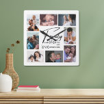 Relógio Quadrado Cota de Amor da Família de Colagem de Fotografias<br><div class="desc">Moderno 8 Foto do relógio do muro de colagem com uma citação de amor familiar para fazer dele um presente memorável de relógio para reuniões familiares,  novo aquecimento doméstico e feriados.</div>